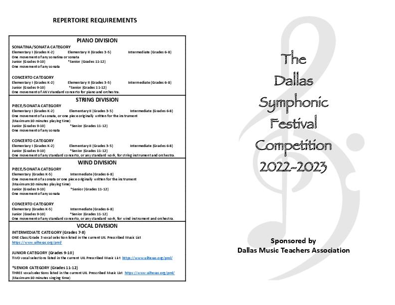 Dallas Music Teachers Association Festivals, Contests, Student Events