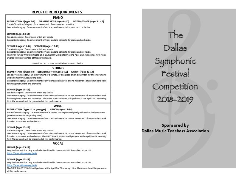 Dallas Music Teachers Association Festivals, Contests, Student Events